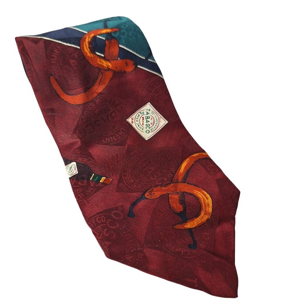 Tabasco Hot Sauce Chili Peppers Silk Necktie